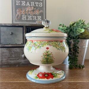 New Pioneer Woman Holiday Cheer Ceramic Candy
Dish With Lid